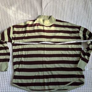 Madewell Green and Brown Striped Turtleneck Sweater